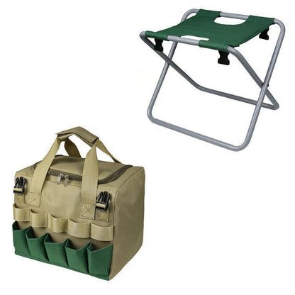 Folding Garden Chair — Built-In Tool Bag, Holds 150 kg