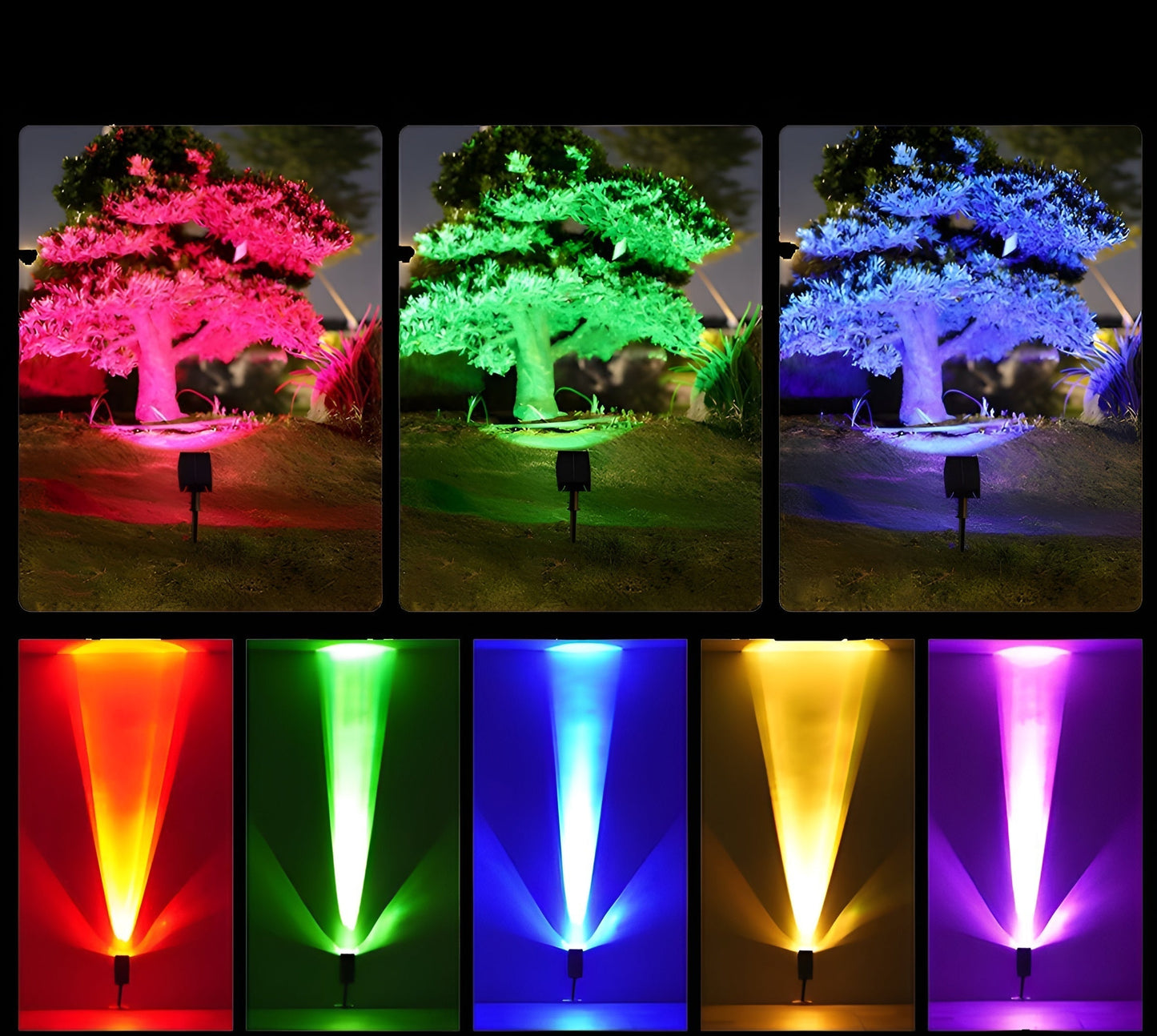 Solar LED Garden Spotlight — Adjustable Head & RGB