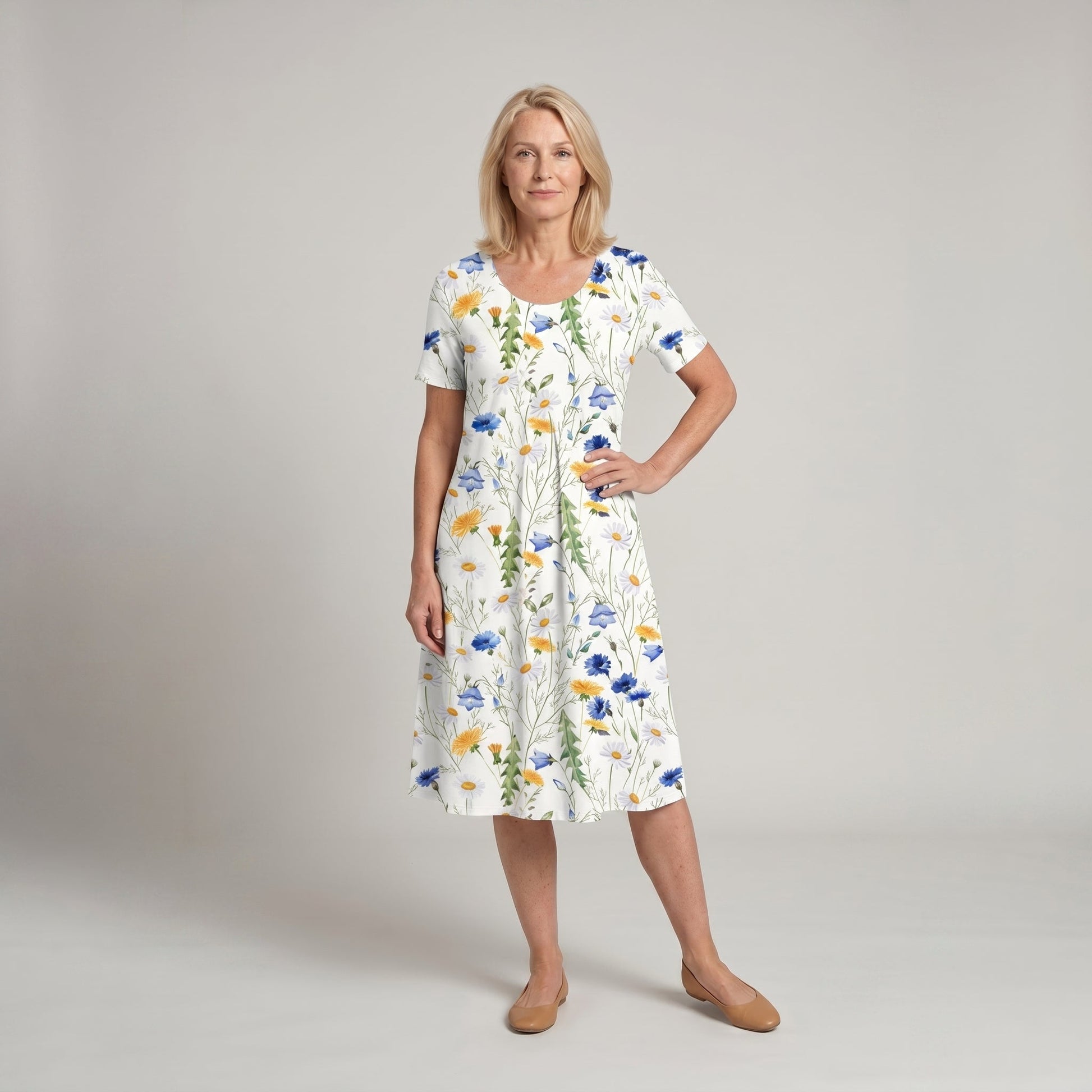 Floral Midi Dress — Casual A-Line Everyday Style