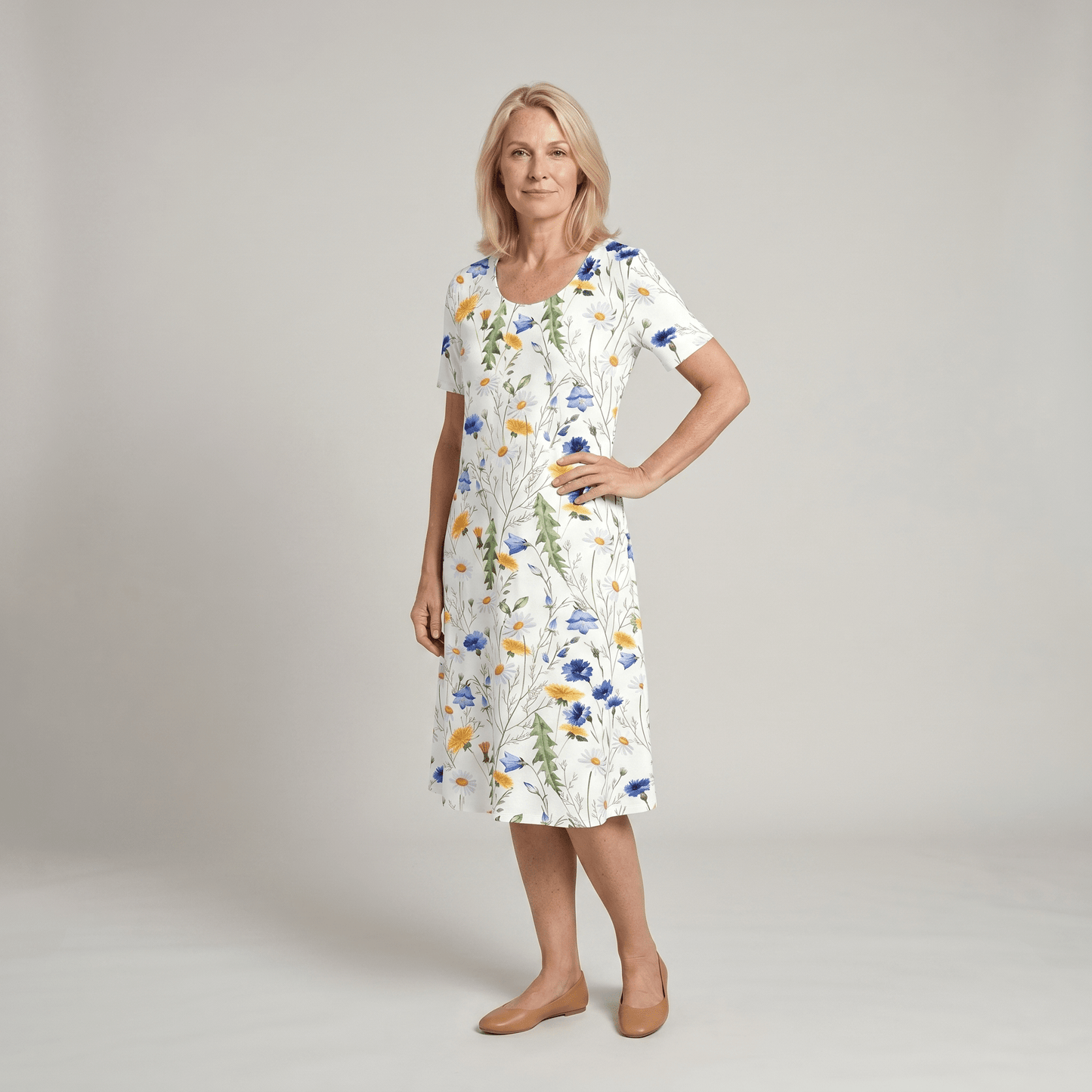 Floral Midi Dress — Casual A-Line Everyday Style