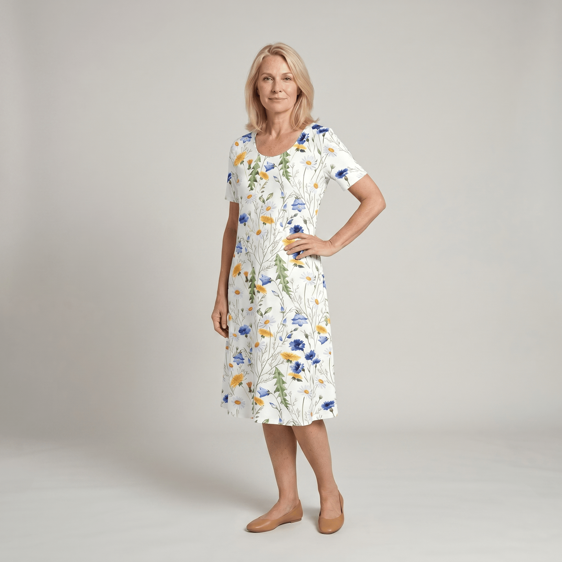 Floral Midi Dress — Casual A-Line Everyday Style