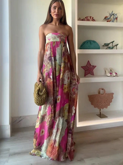 Strapless Floral Maxi Dress — Wedding Guest Style