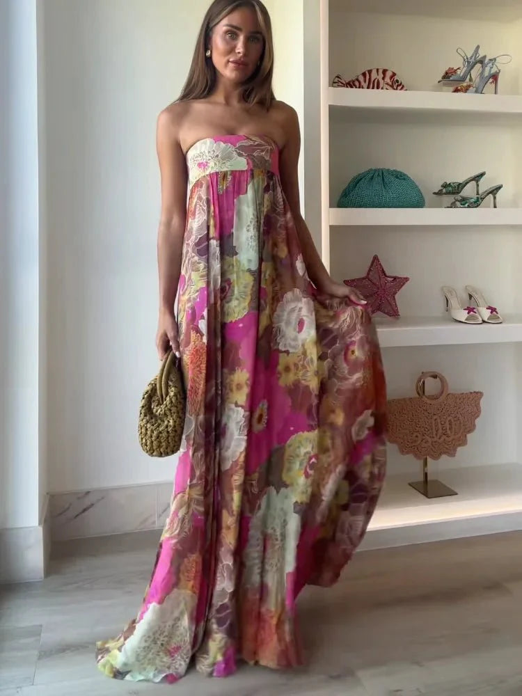 Strapless Floral Maxi Dress — Wedding Guest Style