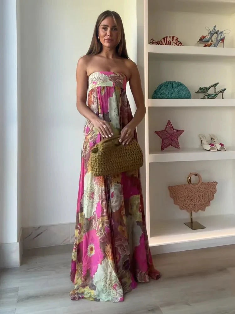 Strapless Floral Maxi Dress — Wedding Guest Style