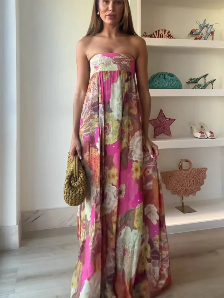 Strapless Floral Maxi Dress — Wedding Guest Style