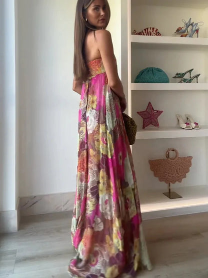 Strapless Floral Maxi Dress — Wedding Guest Style
