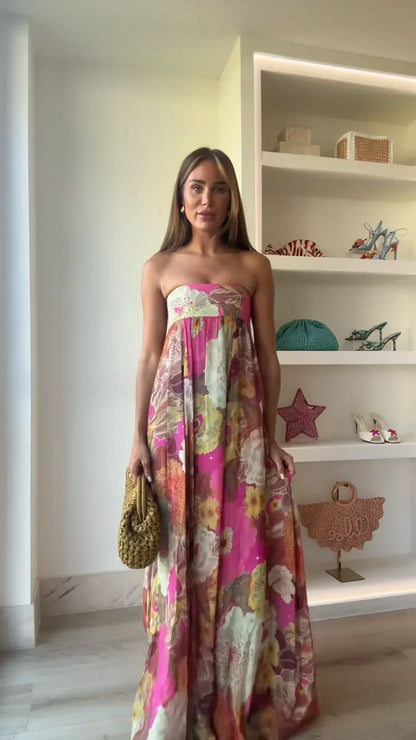 Strapless Floral Maxi Dress — Wedding Guest Style