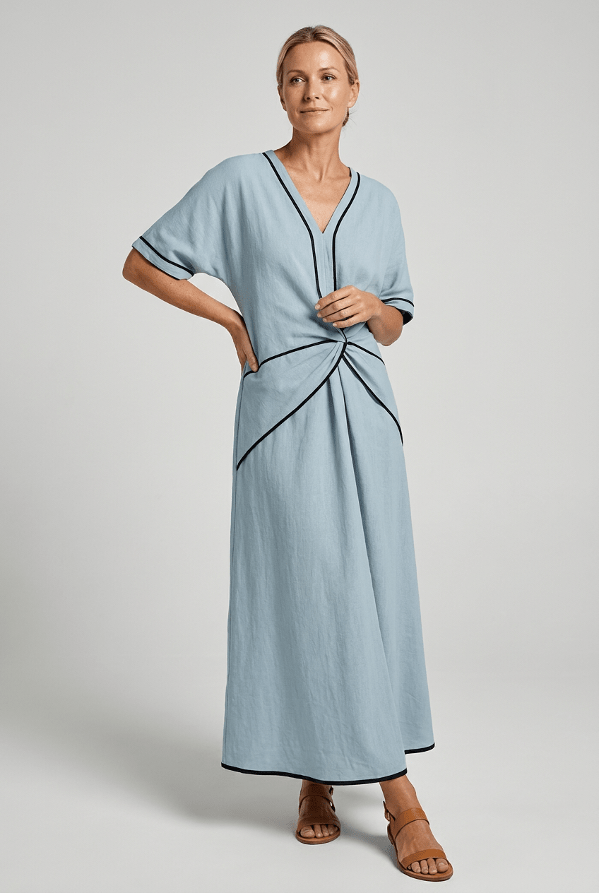 Summer Maxi Dress — V-Neck with Twist Front