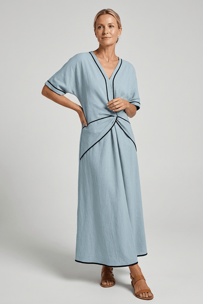 Summer Maxi Dress — V-Neck with Twist Front