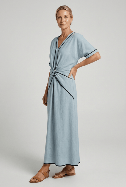Summer Maxi Dress — V-Neck with Twist Front