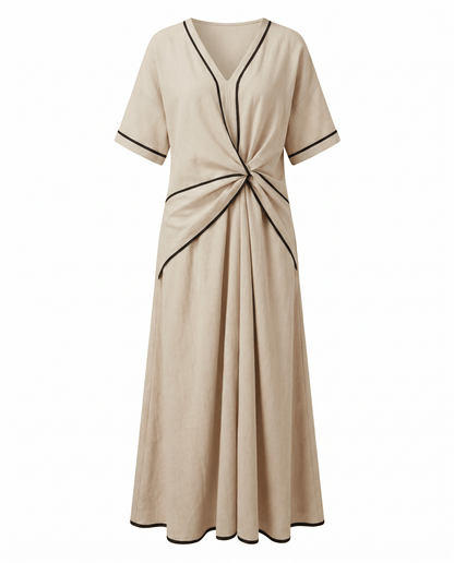Summer Maxi Dress — V-Neck with Twist Front