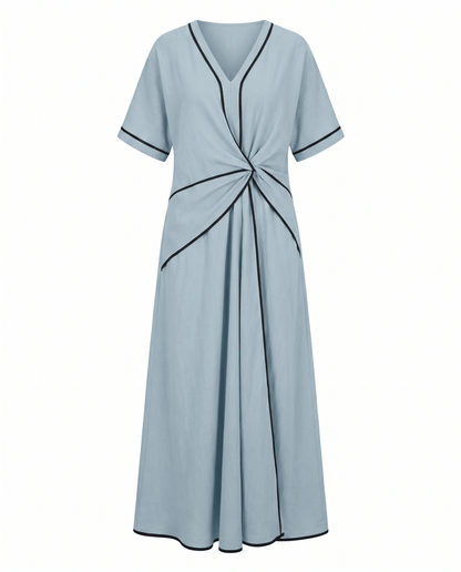 Summer Maxi Dress — V-Neck with Twist Front